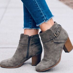 Expression Gray Suede Ankle Booties Block Heel | Est. 9.5